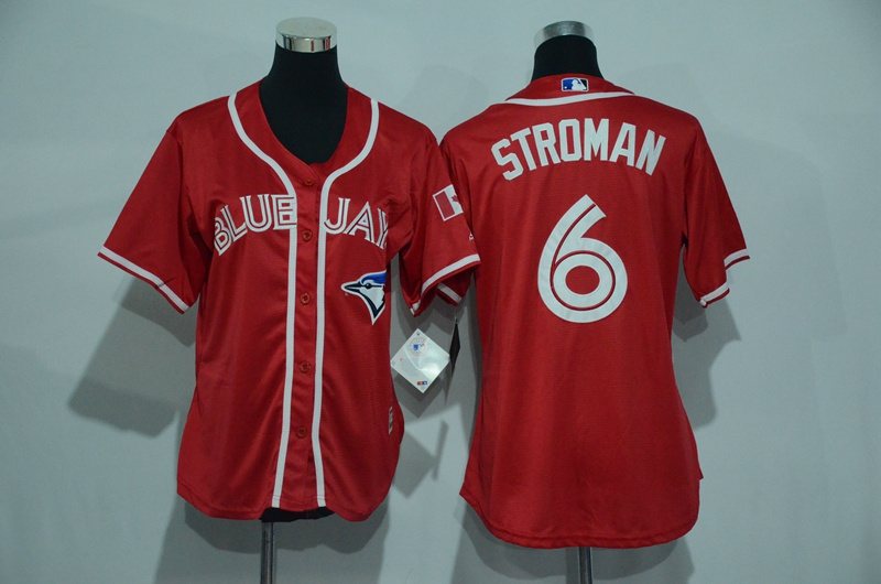 Womens 2017 MLB Toronto Blue Jays #6 Stroman Red Jerseys
